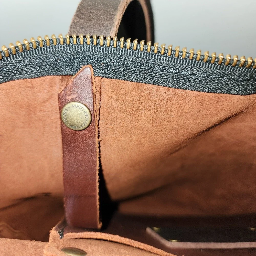 Portland Leather Goods S Zip Tote Brown Full Grain Leather Quiet Luxury